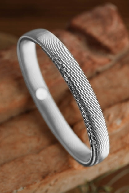 Silvery Stretchy Plated Metal Wide Bangle