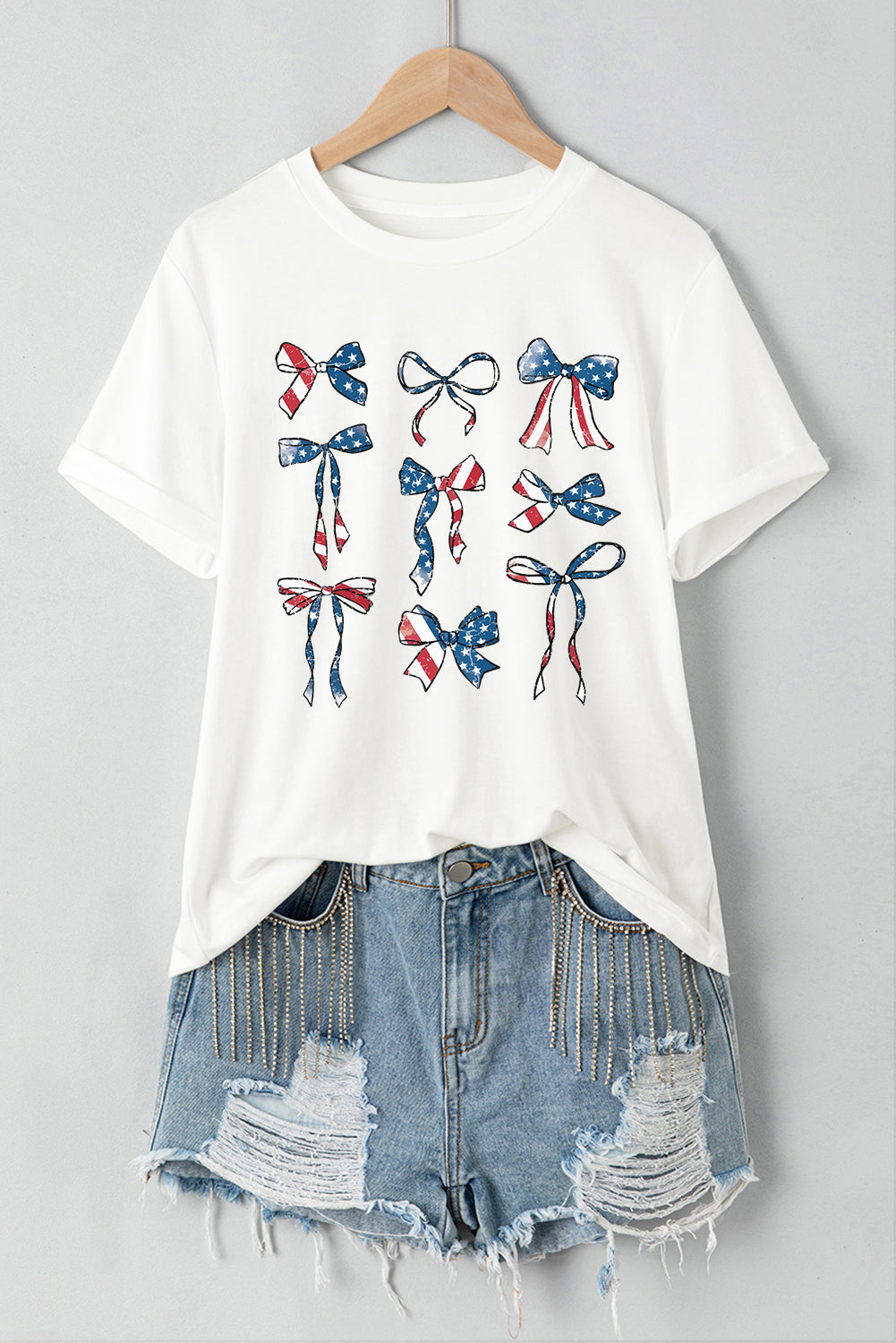 Bow Round Neck Short Sleeve T-Shirt