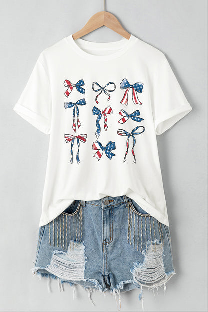 Bow Round Neck Short Sleeve T-Shirt