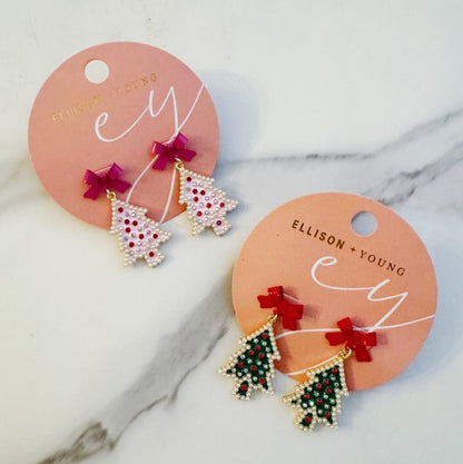 Merry And Bright Bow Tree Earrings