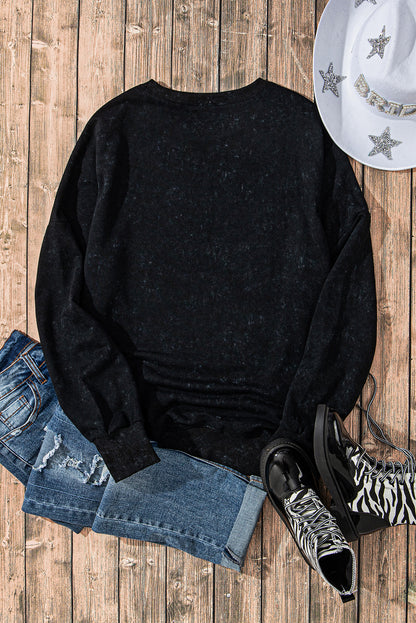 Black Drop Shoulder Ribbed Trim Oversized Sweatshirt