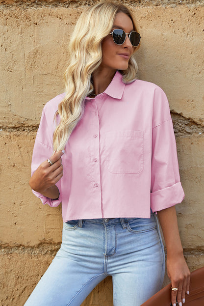 Button Up Dropped Shoulder Shirt