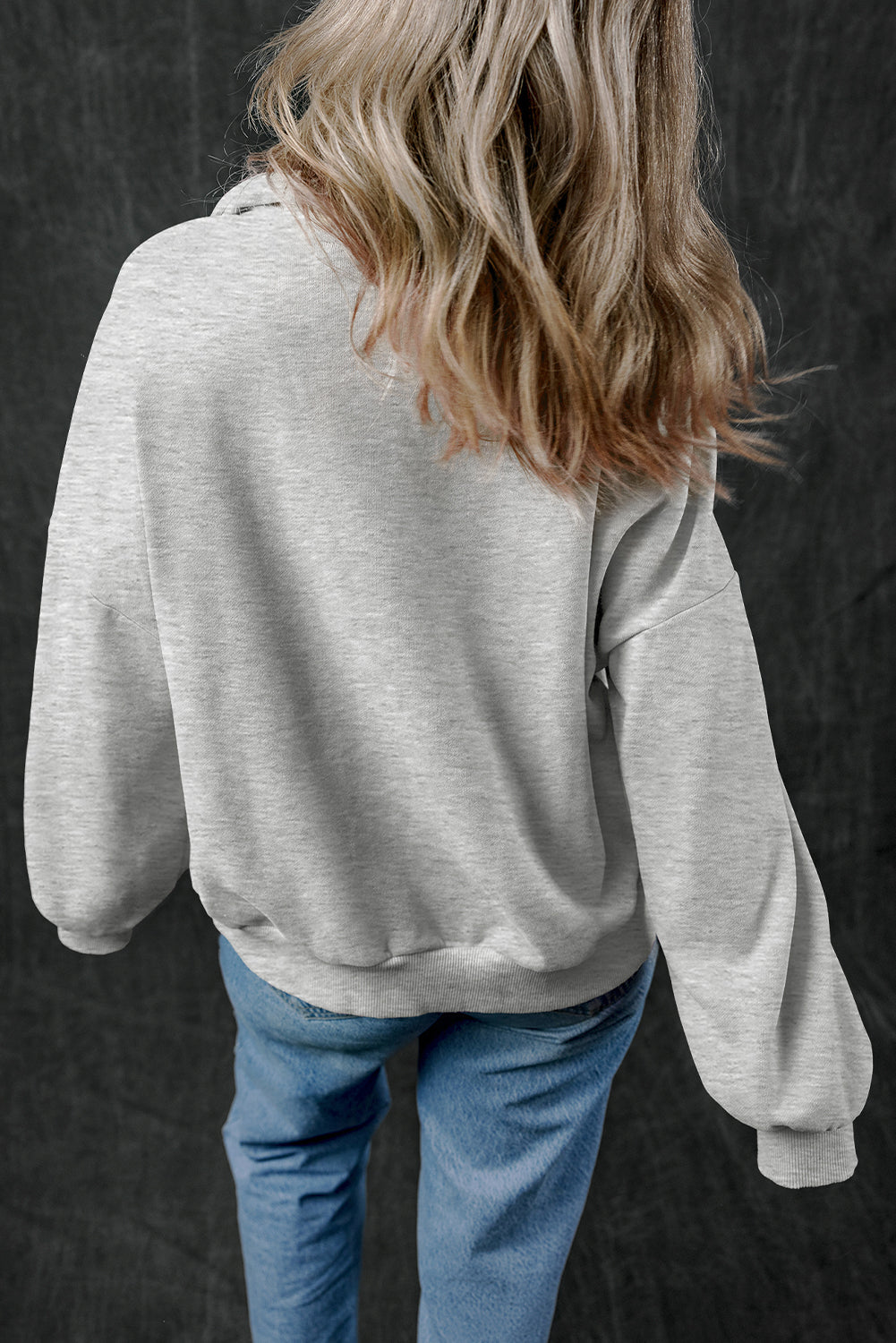 Light Grey Zip-up Stand Neck Kangaroo Pocket Sweatshirt