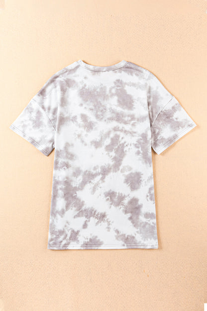 Tie-Dye Round Neck Short Sleeve Tunic Tee