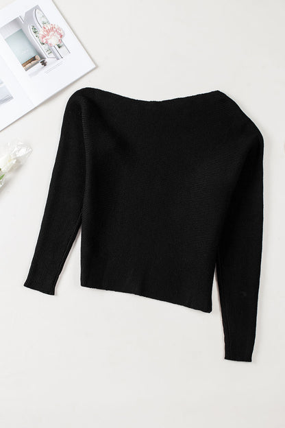 Black Striped Long Sleeve Knit Sweater