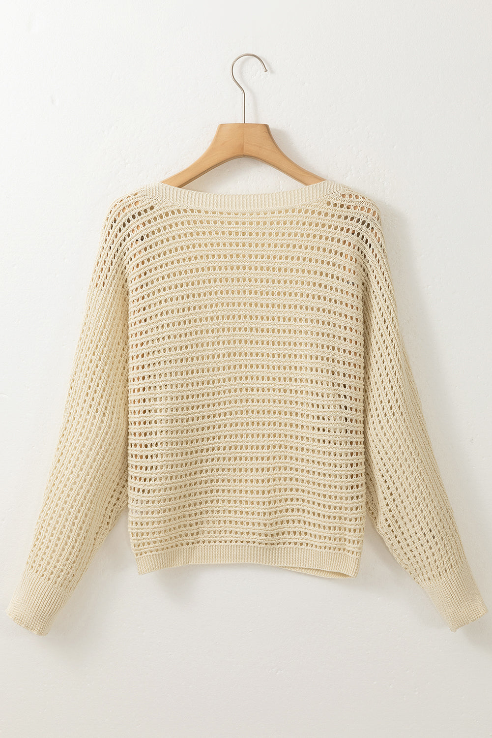 Apricot Open Knit Bracelet Sleeve Sweater