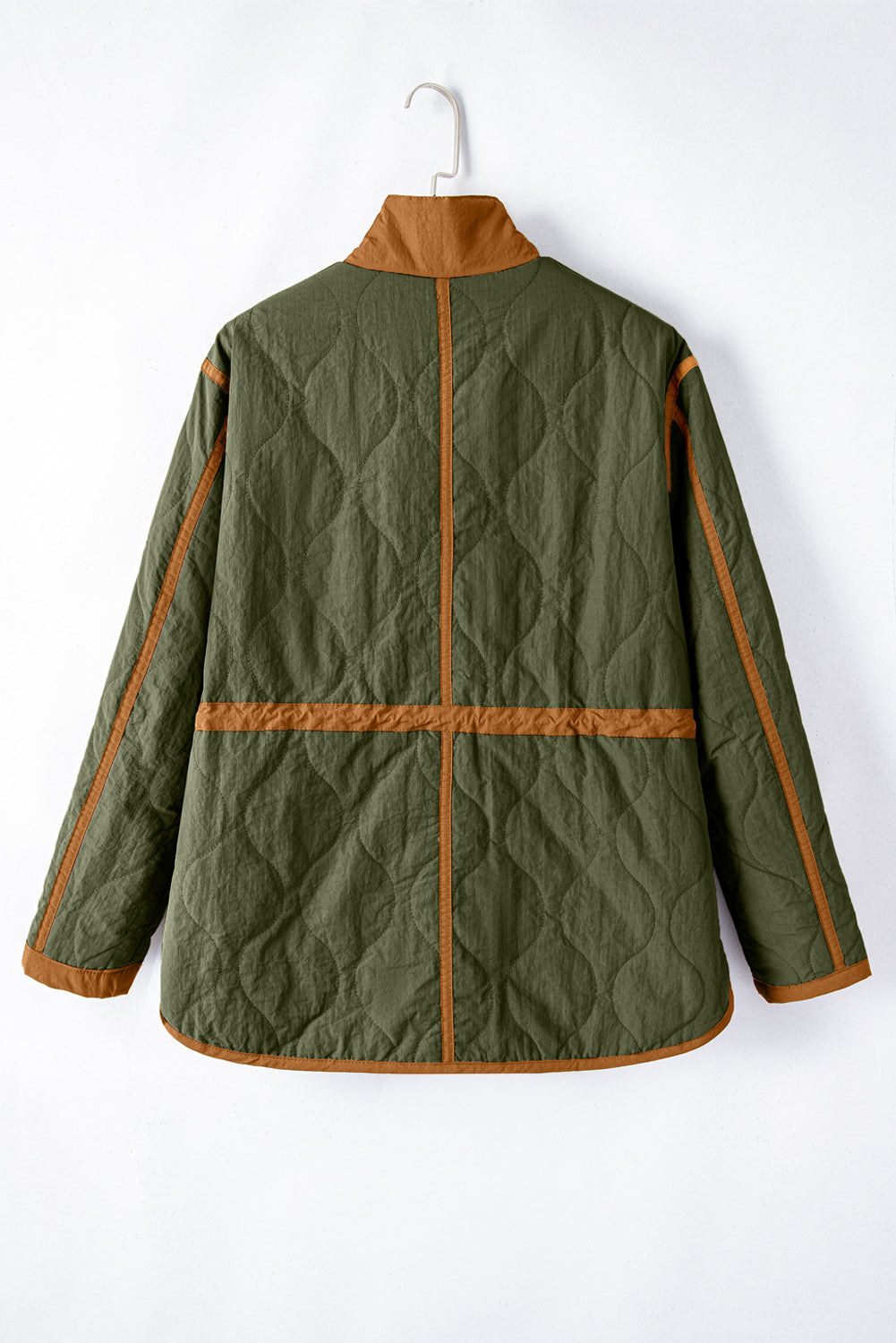 Green Stitching Quilted Drawstring Jacket