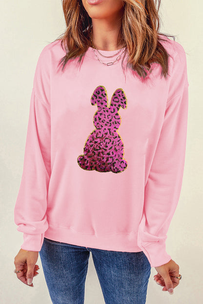 Pink Cheetah Easter Rabbit Graphic Sweatshirt