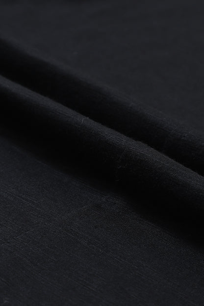 Black V Neck Center Seam Long Sleeve Tee