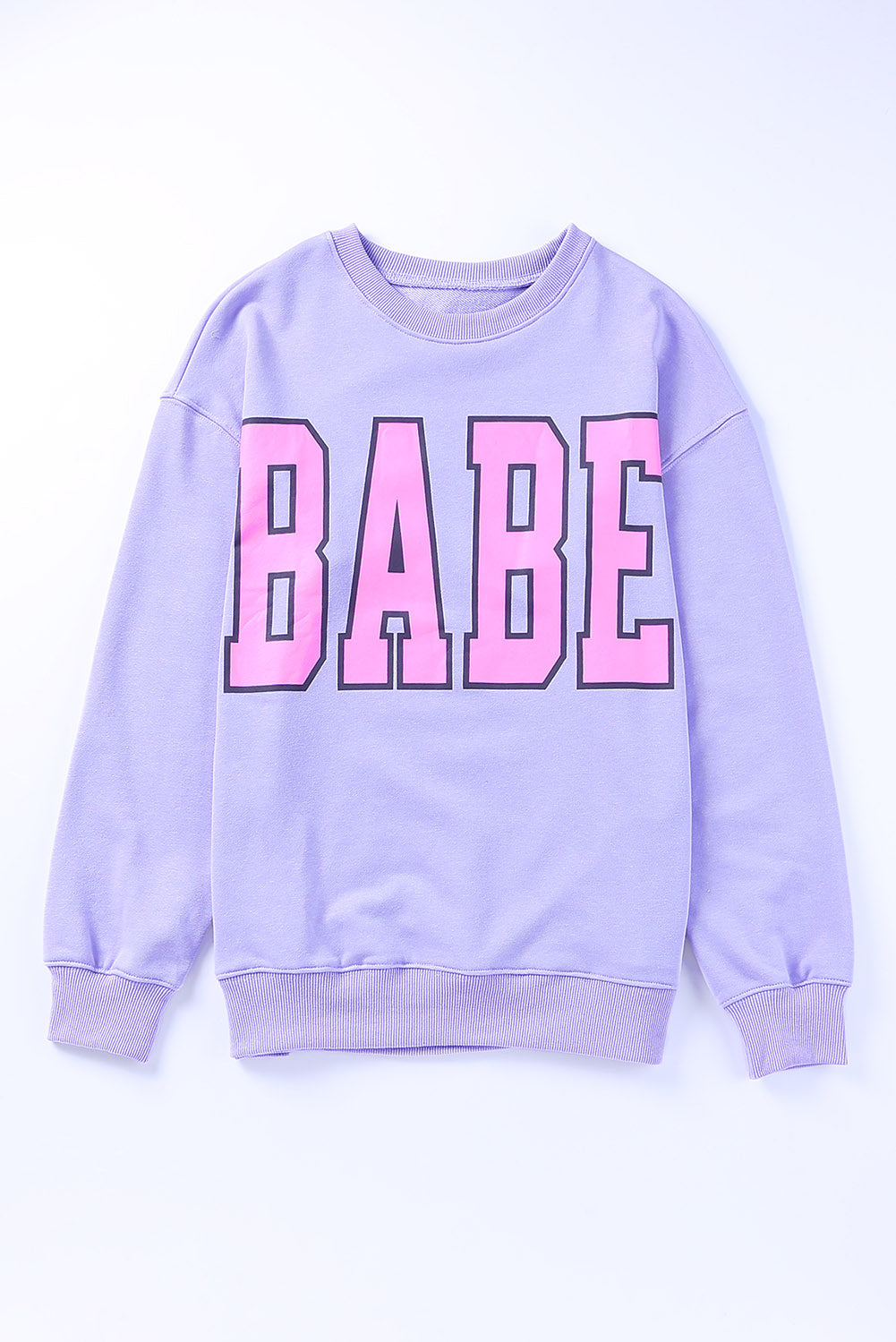 Gray BABE Letter Graphic Pullover Sweatshirt