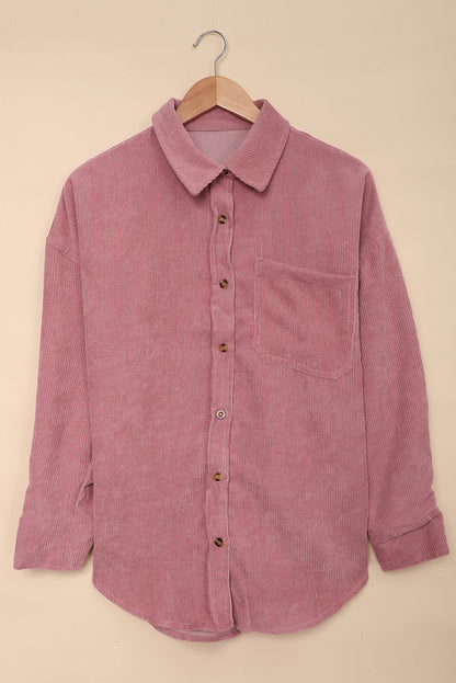 Pink Corduroy Button Pocket Shirt