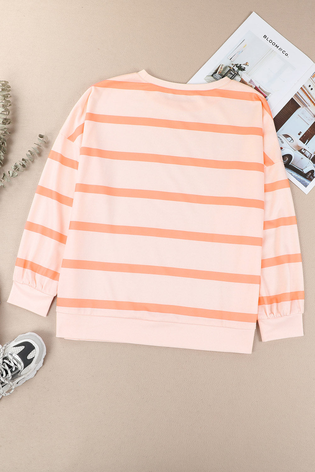 Stripe Striped Drop Shoulder Pullover Sweatshirt