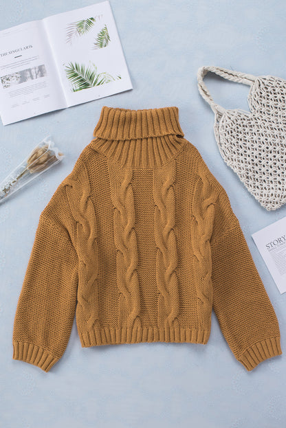 Cuddle Weather Cable Knit Handmade Turtleneck Sweater