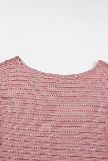 Dusty Pink Textured Knit Long Sleeve Top