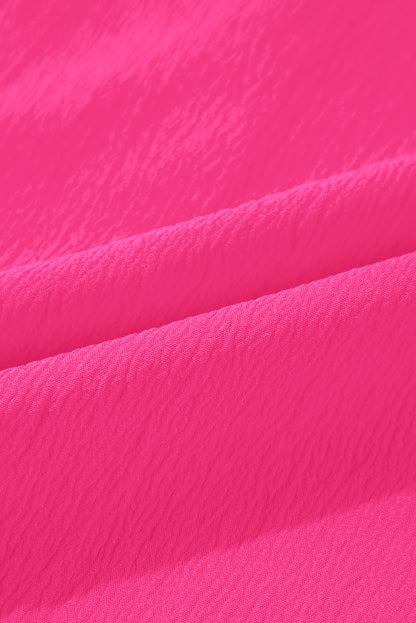 Sachet Pink Floral Embroidered Flutter Sleeve Pleated Neck Blouse