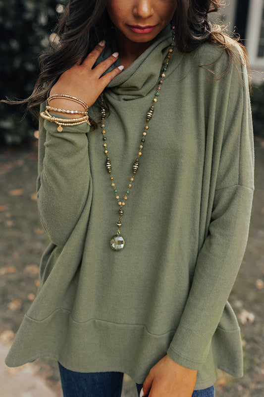 Jungle Green Cowl Neck Shift Tunic Top