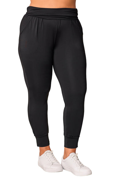 Black Plus Size High Waist Pocketed Skinny Pants