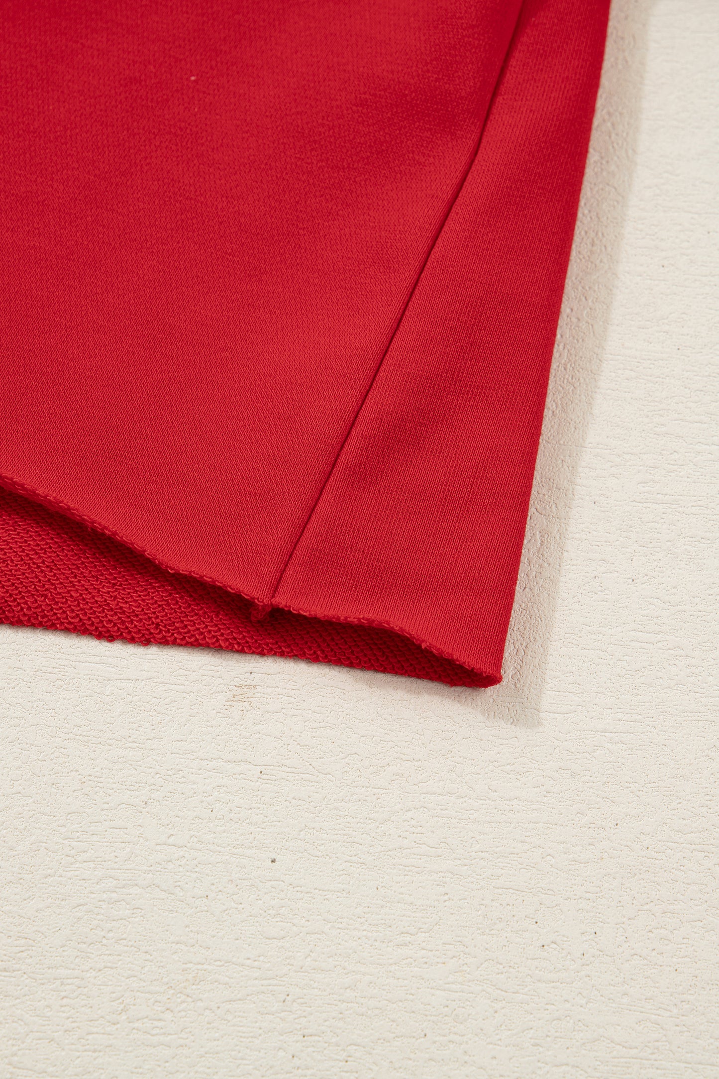 Tomato Red Christmas Tree Embroidered Notched Neck Cropped Sweatshirt