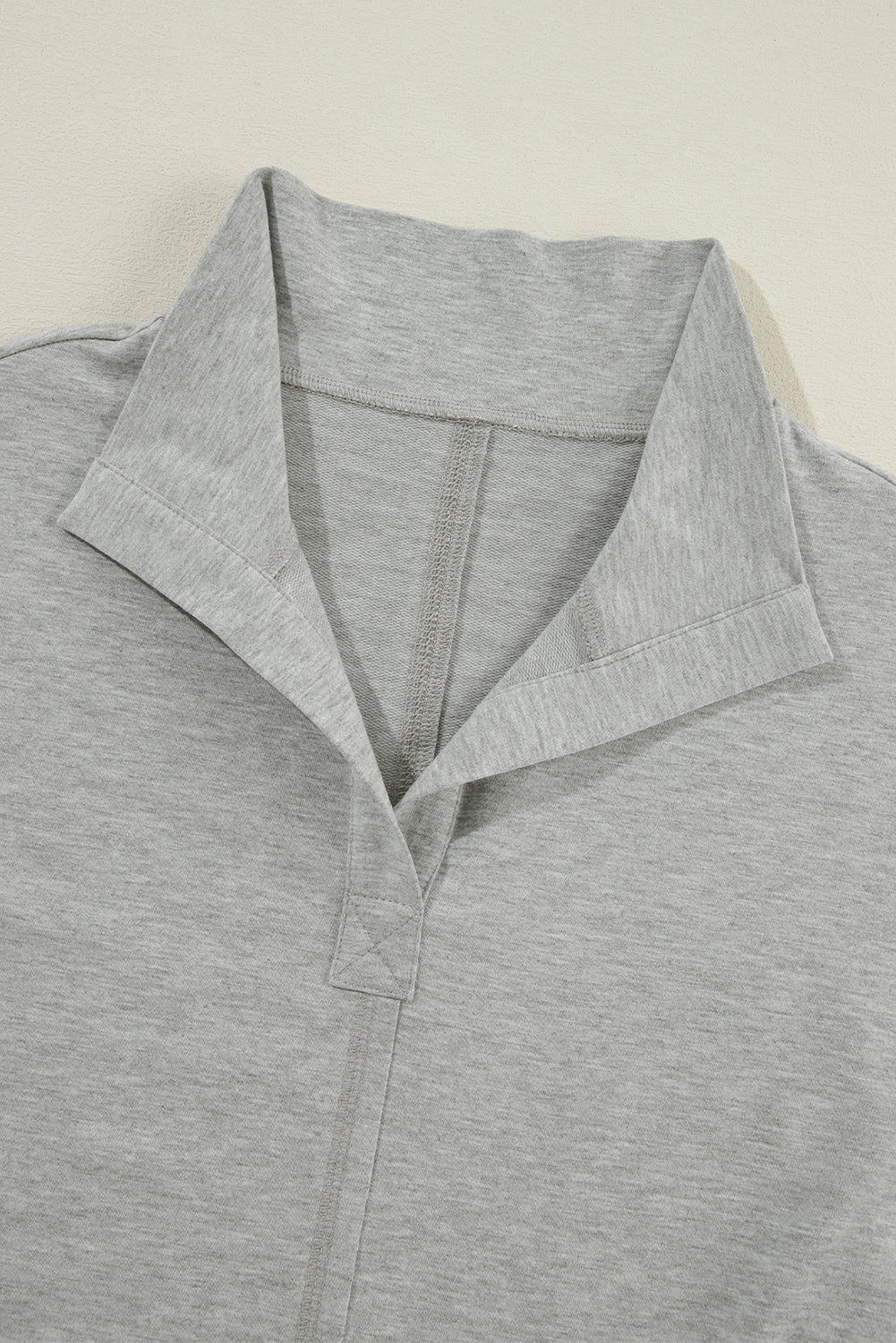 Light Grey Exposed Seam Collared Pocketed Loose Sweatshirt