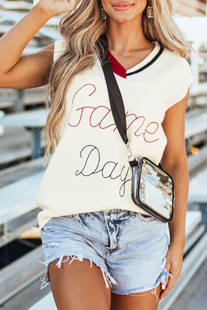 White Vintage Game Day Sweater Vest