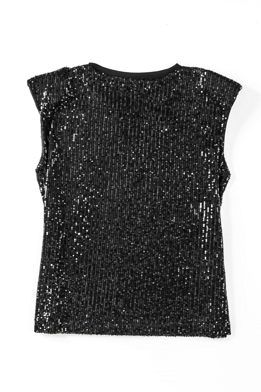 Black Apricot Sequin Round Neck Tank Top