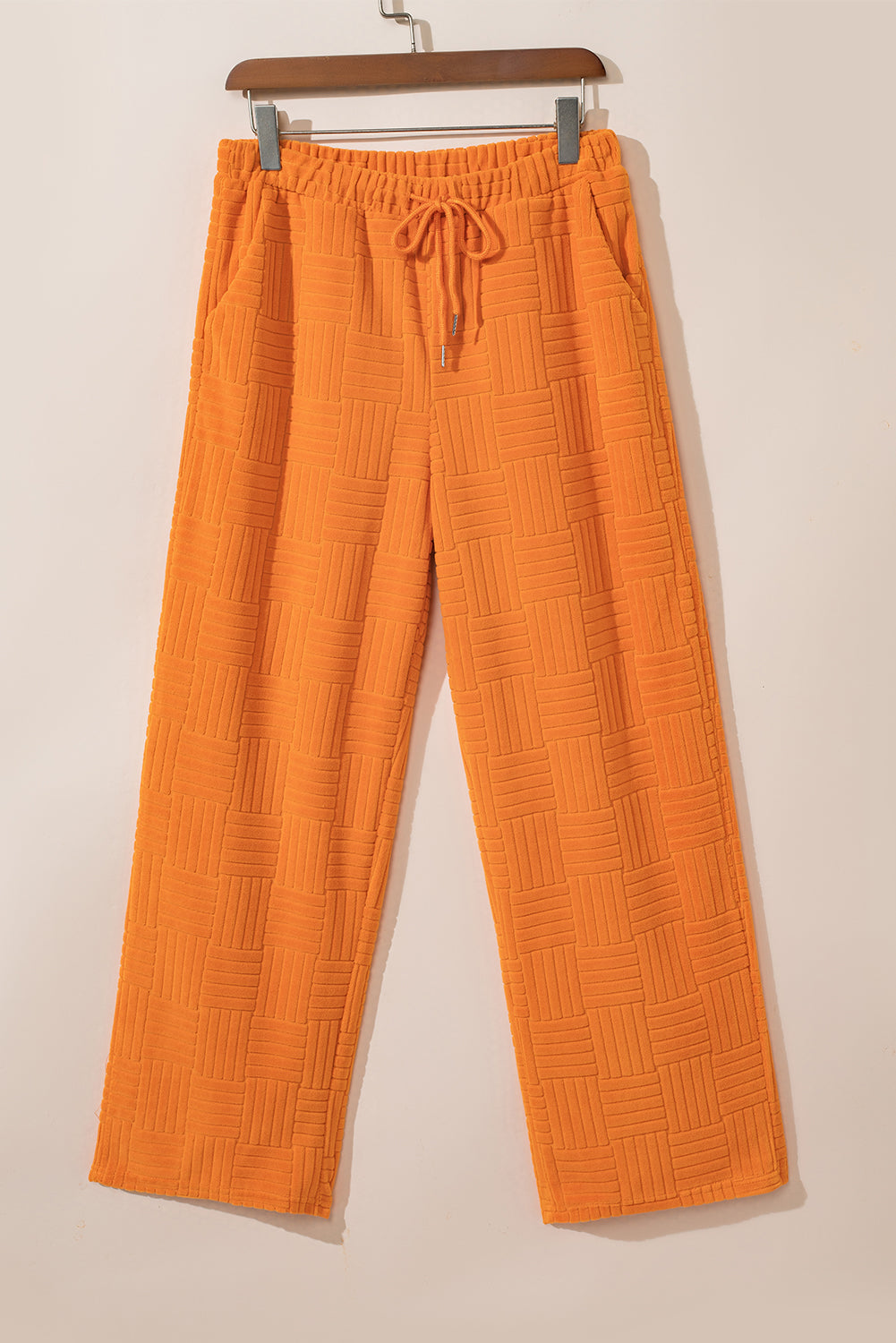 Orange Textured Tank Top and Wide Leg Pants Set