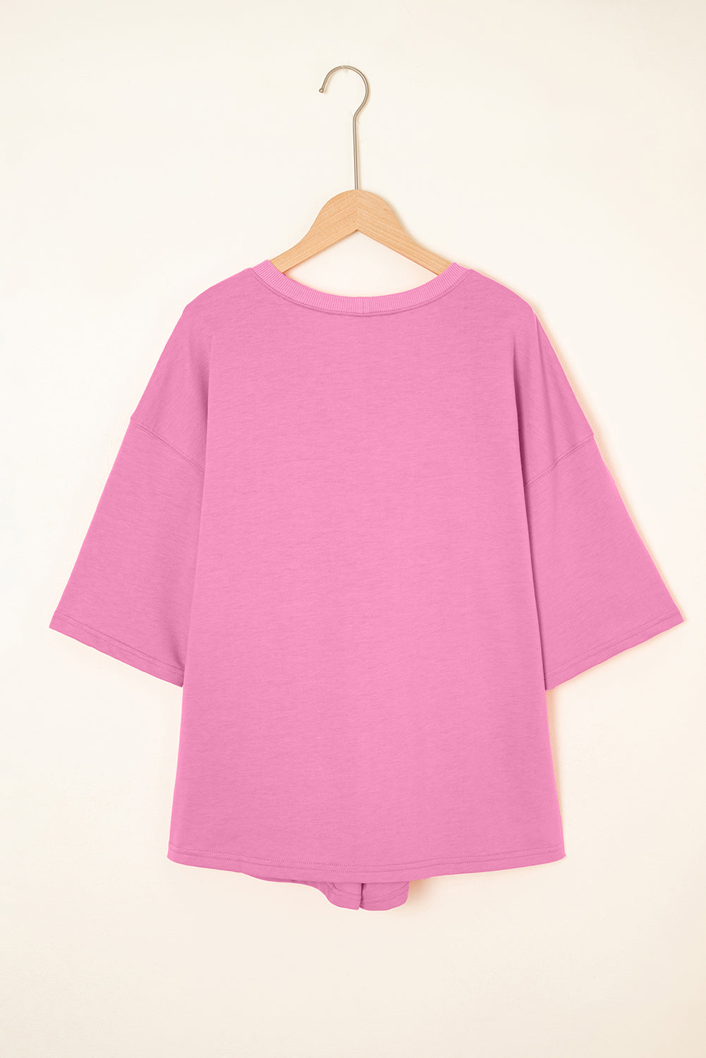 Bonbon Solid Loose V Neck Half Sleeve Tee and Shorts