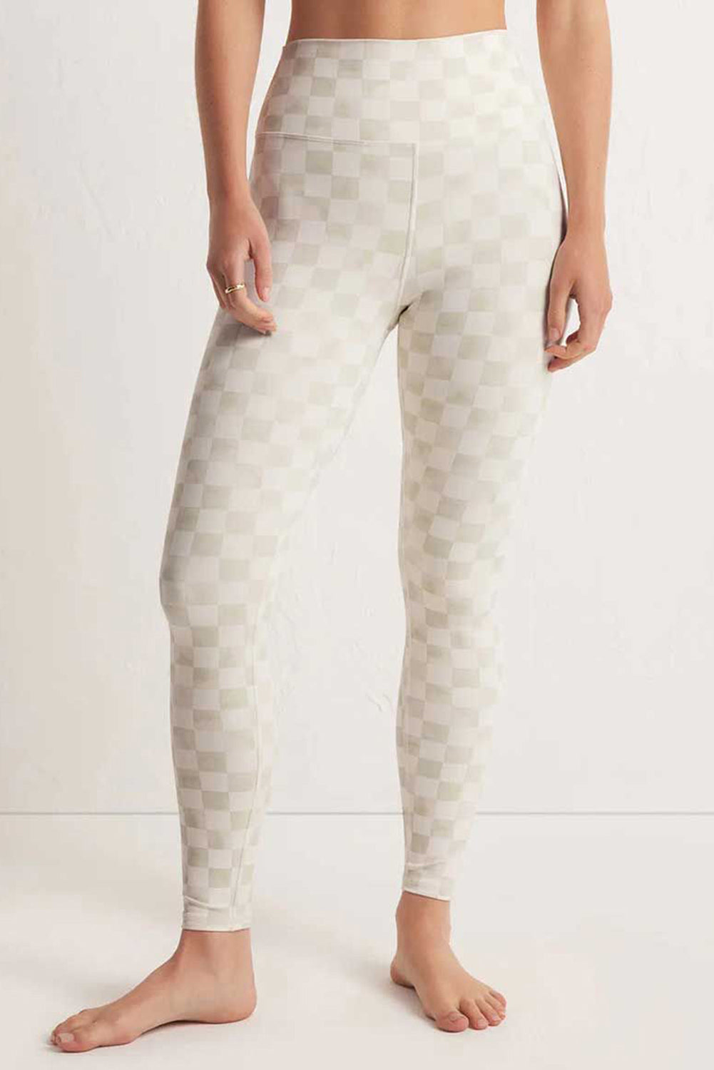 Gray Checkered Pattern High Waist Skinny Leggings