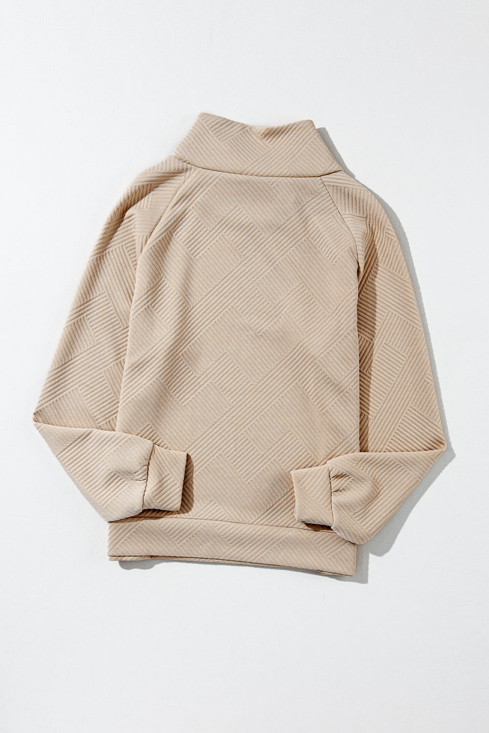 Apricot Asymmetric Buttons Detail High Neck Textured Sweatshirt