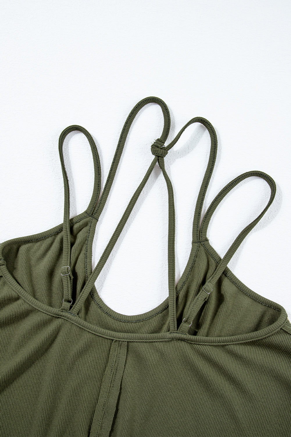 Jungle Green Exposed Seam Detail Double Straps Tank Top