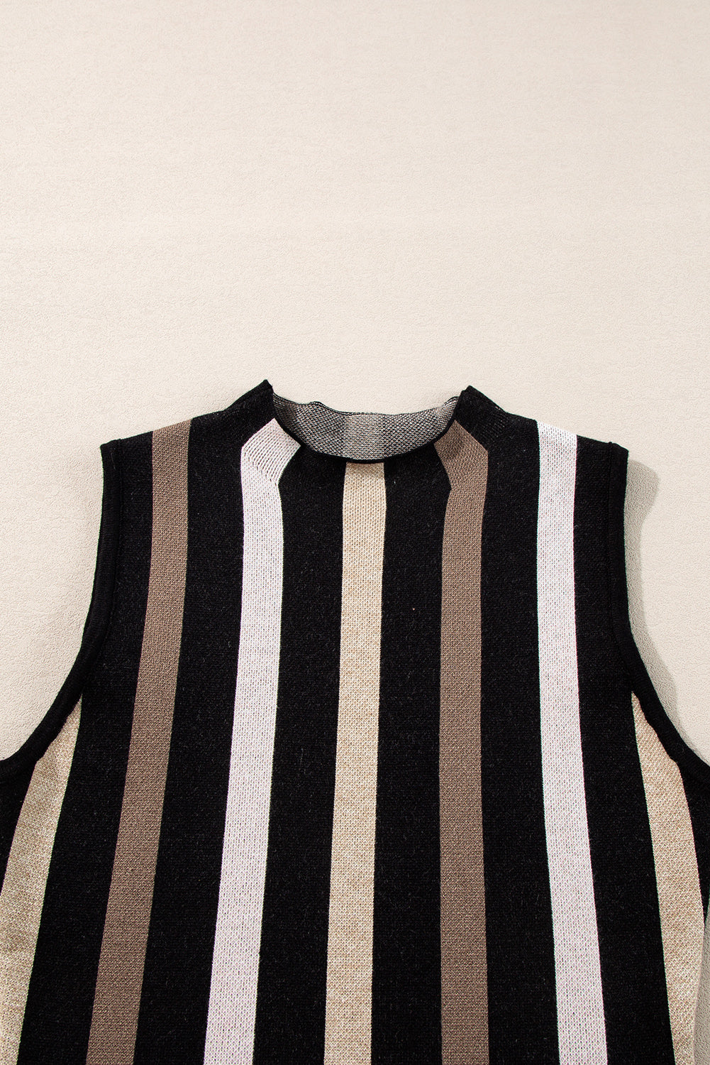 Black Stripe Slim Fit O Neck Sweater Vest