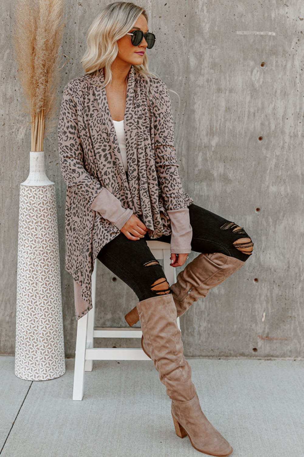 Leopard Open Front Cardigan