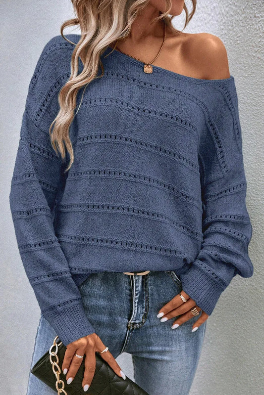 Boat Neck Dropped Shoulder Sweater