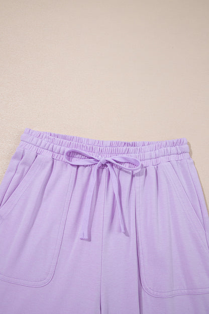 Orchid Petal Mineral Wash Casual Round Neck Tank and Straight Loose Drawstring Pants Set