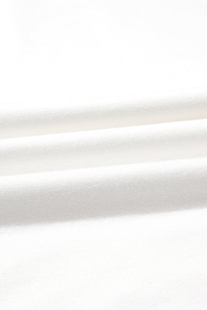 White Color Block Patchwork Half Sleeve Oversized T Shirt