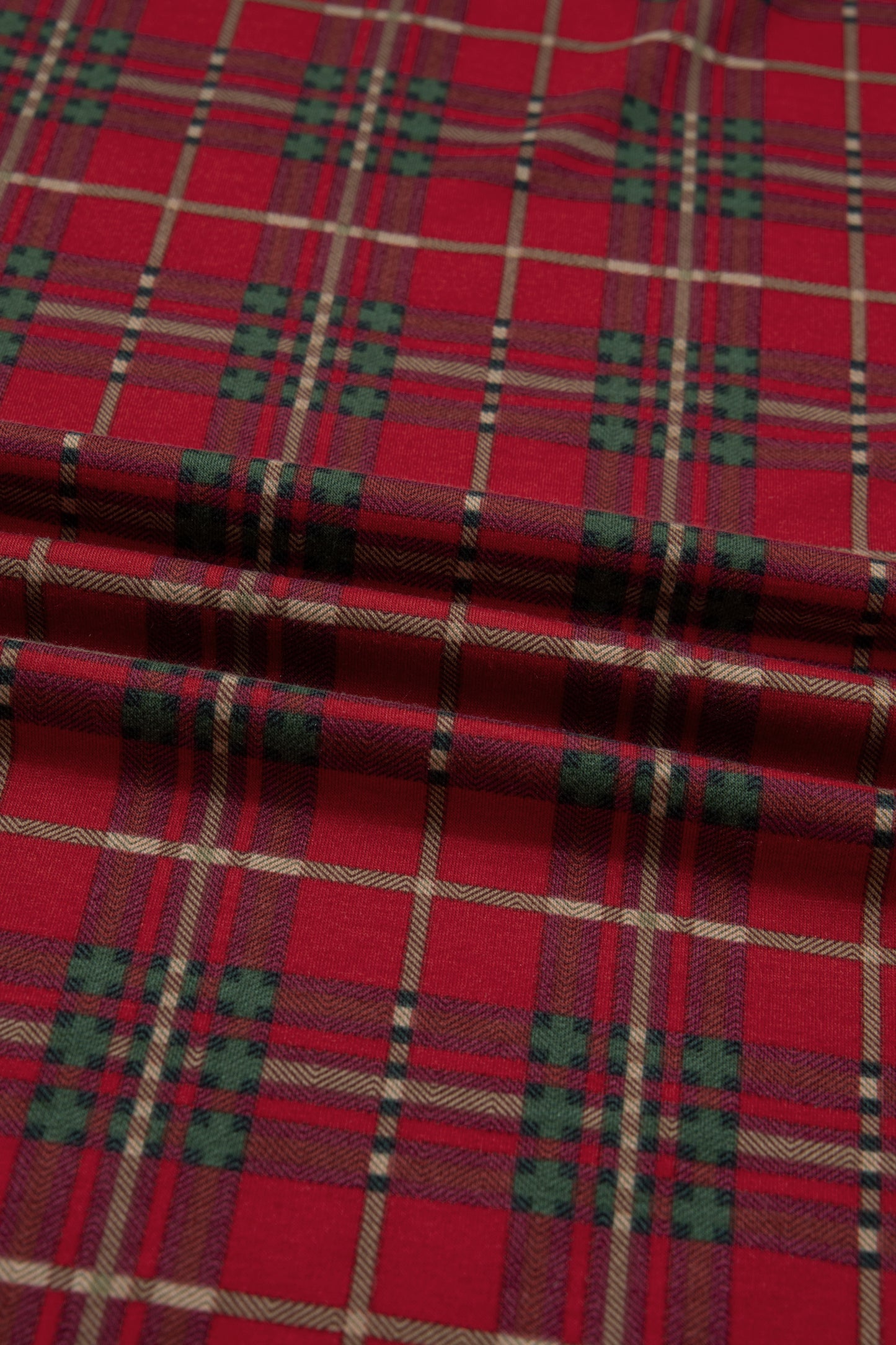 Red Plus Size Plaid Short Sleeve Shirt Loose Pants 2pcs Pajama Set