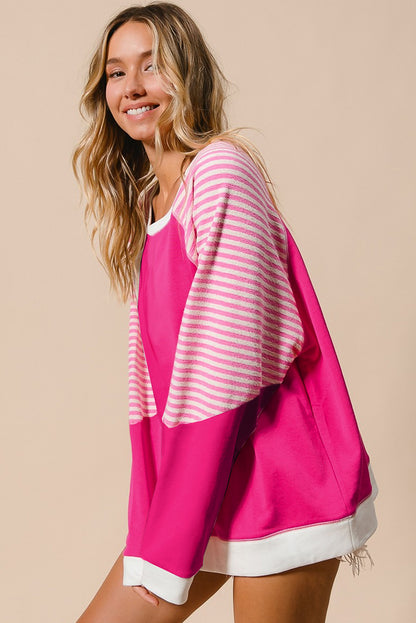 Striped Round Neck Long Sleeve Sweatshirt