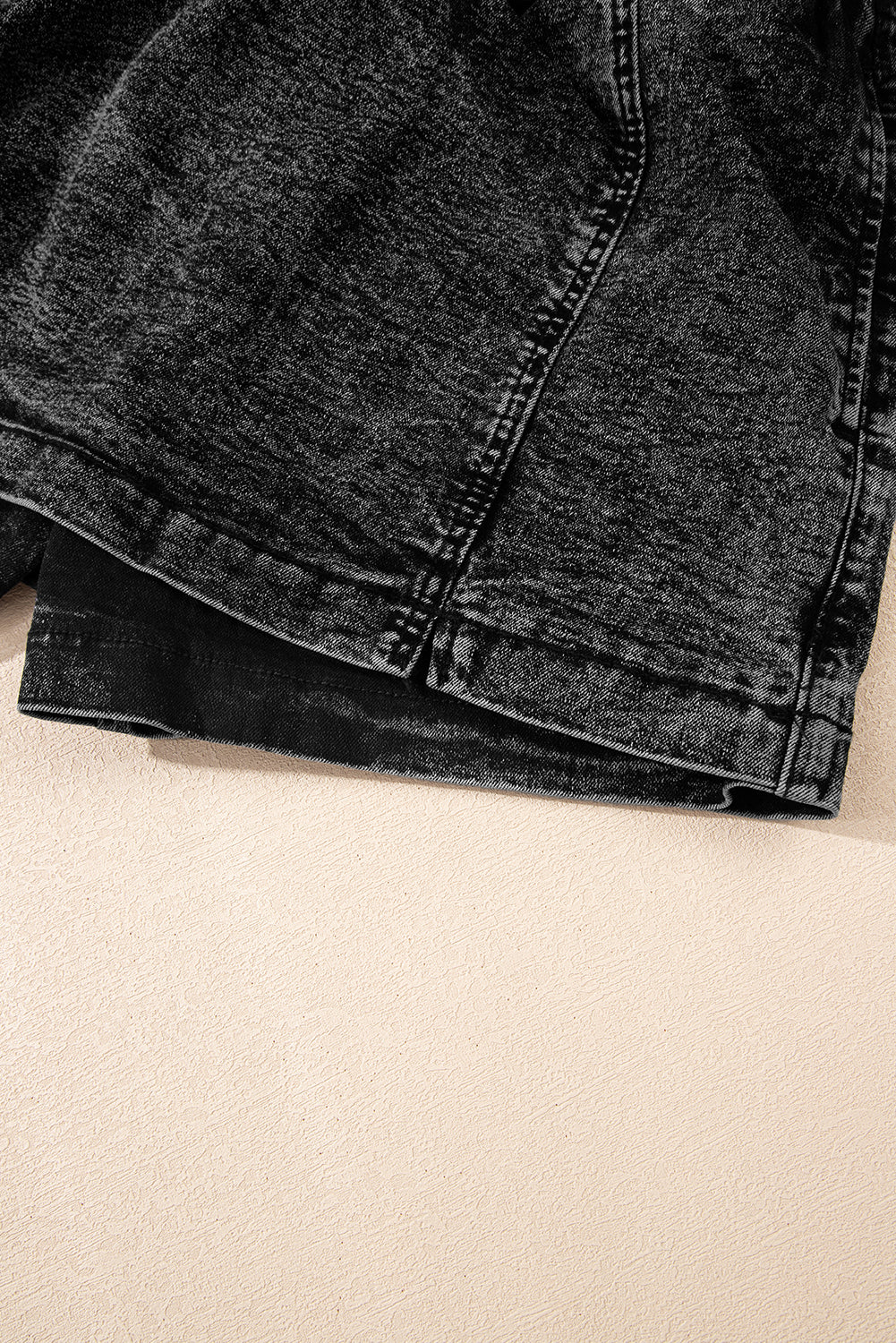 Black Drawstring High Waist Pocketed Denim Shorts