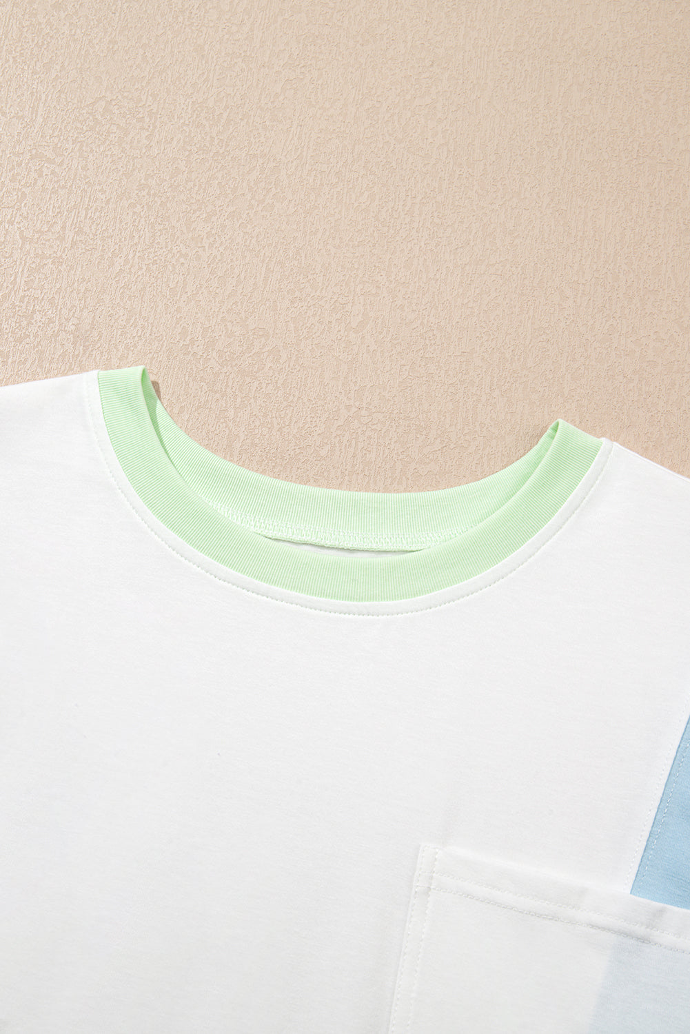 White Color Block Patchwork Half Sleeve Oversized T Shirt