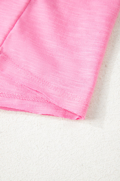 Sachet Pink Loose Fit Half Sleeve T Shirt and High Waist Skirt Set