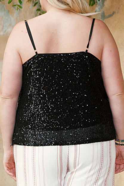 Plus Size Sequin Cowl Neck Cami