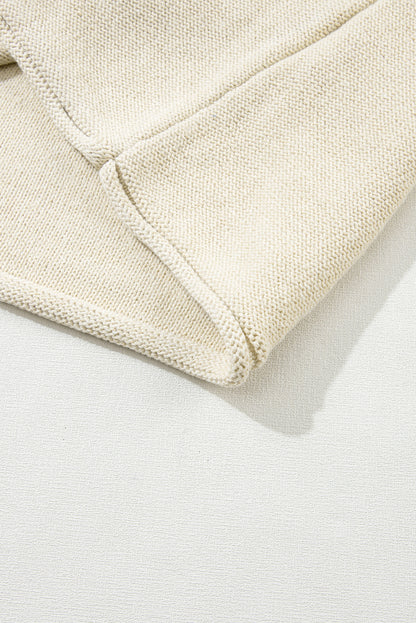 Oatmeal Solid Color Cap Sleeve Knitted Sweater