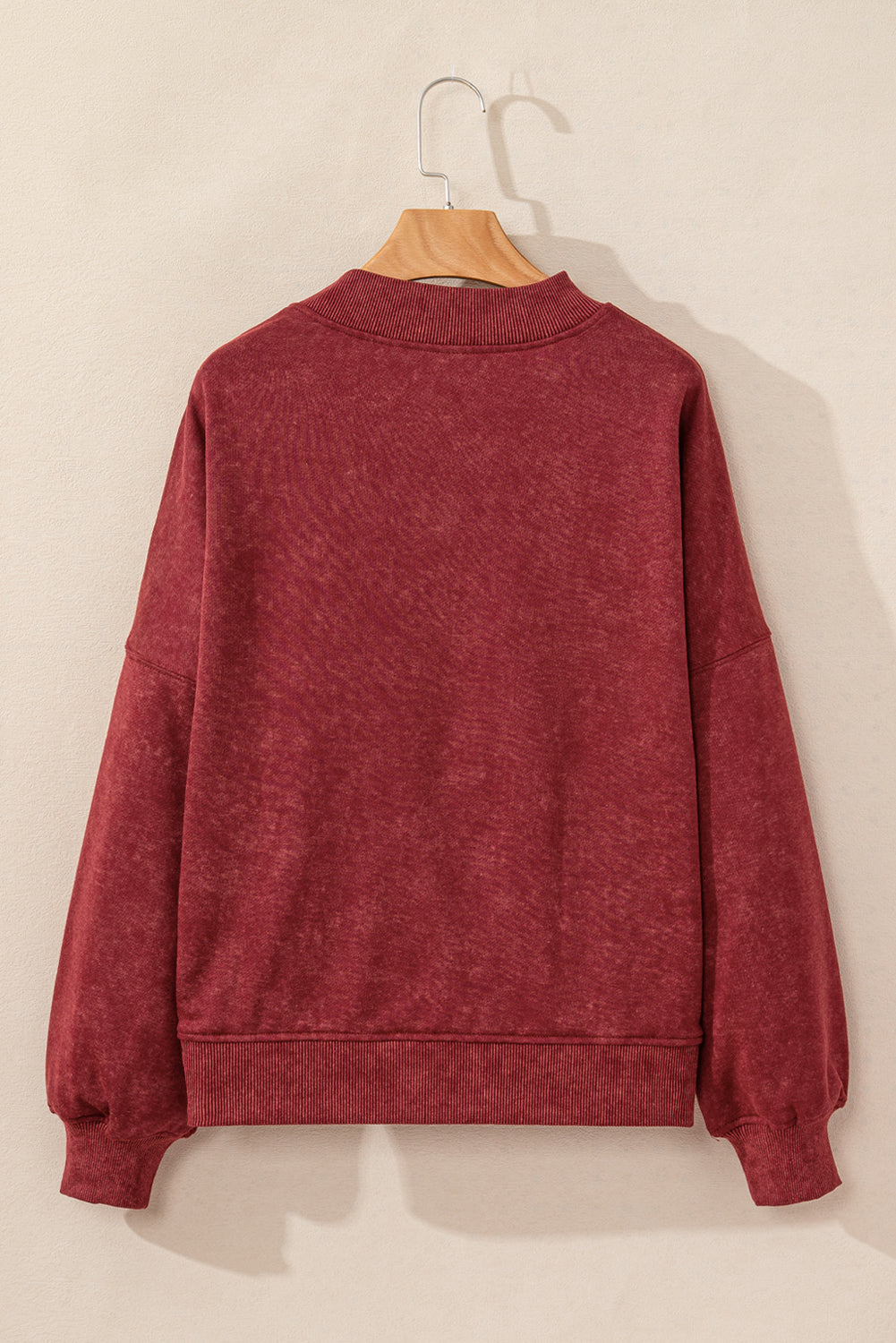 Red Dahlia Drop Shoulder Crew Neck Pullover Sweatshirt