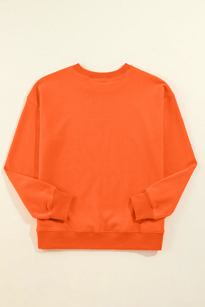 Orange Solid Classic Crewneck Pullover Sweatshirt