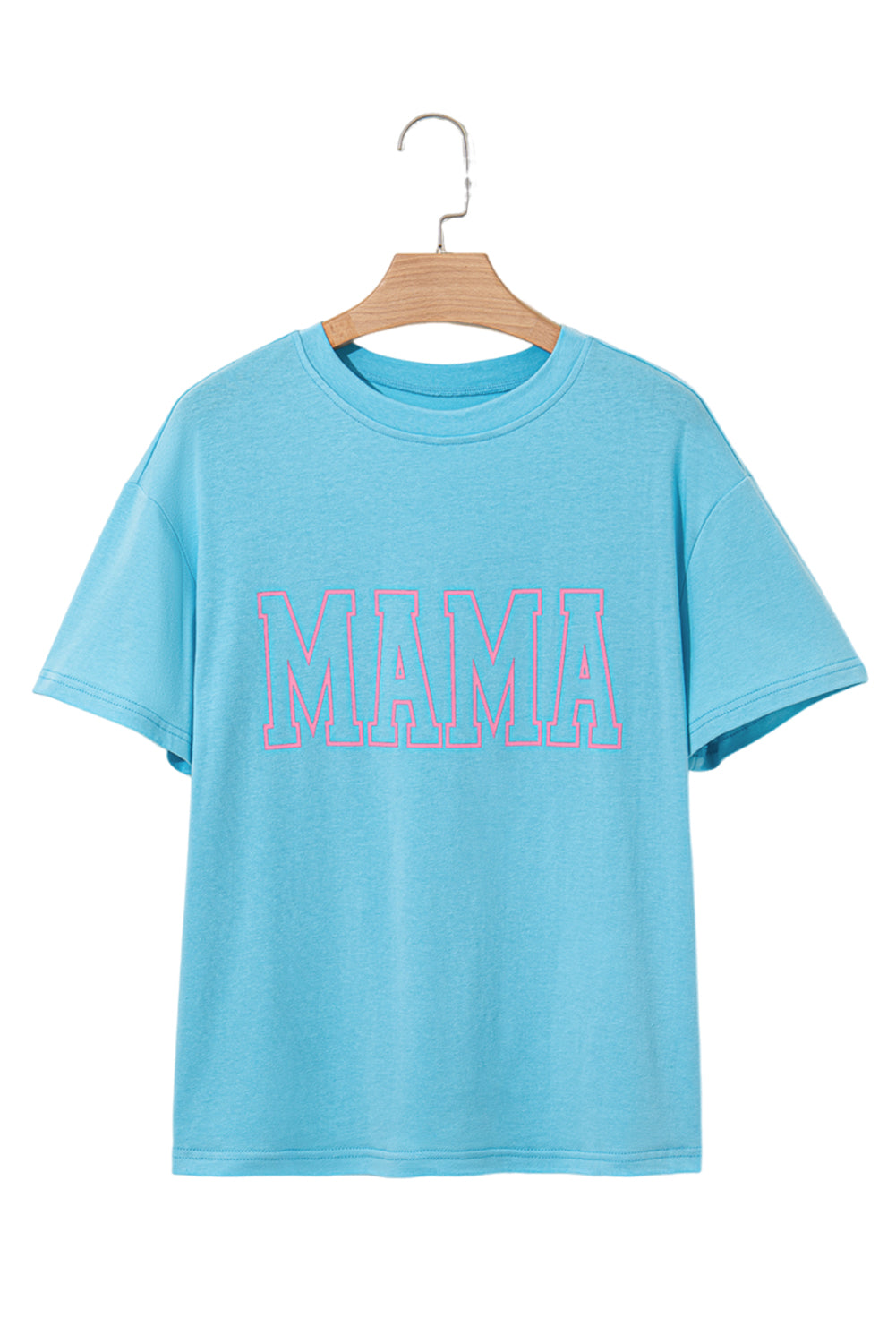 Light Blue MAMA Letter Graphic Neon T Shirt
