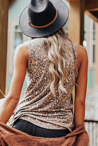 Leopard V Neck Tank Top