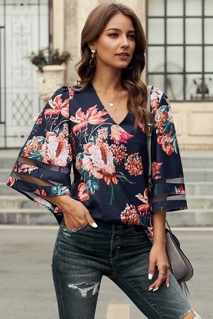 Printed Flare Sleeve Top