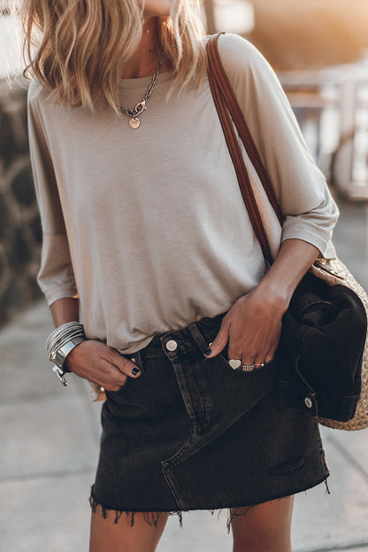 Gray Oversized Flowy Dropped Shoulder T-shirt