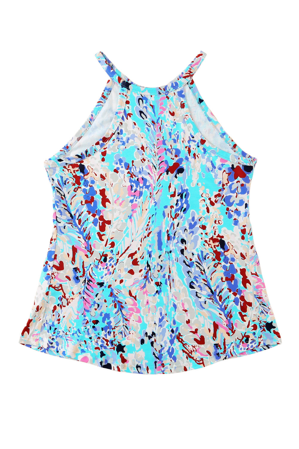 Sky Blue Tropical Floral Print Racerback Tank Top