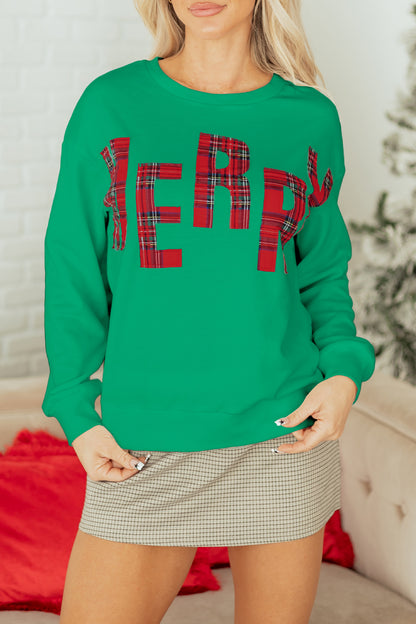 Sea Green Plaid MERRY Christmas Vacation Sweatshirt